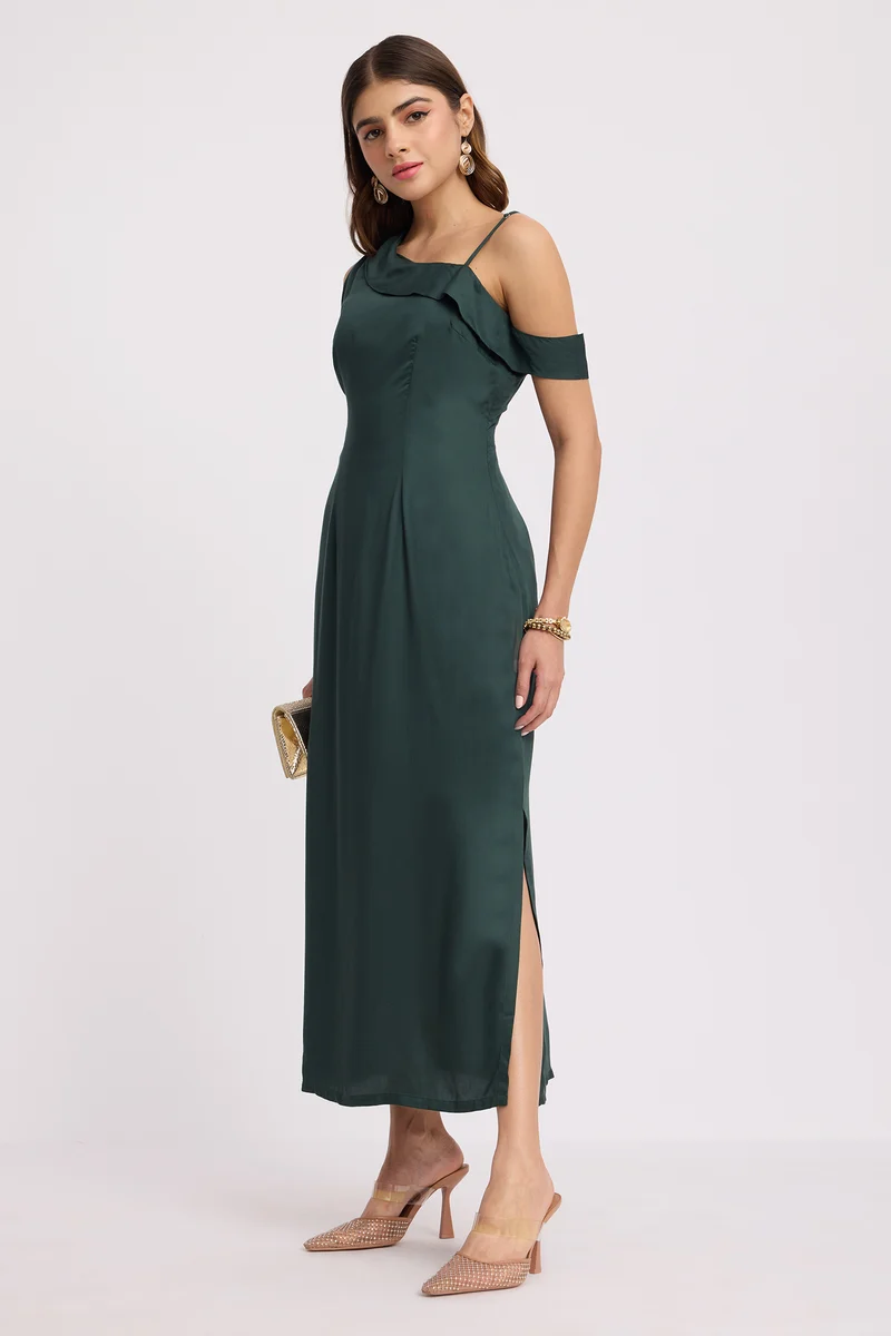 Hina|100% Viscose One Shoulder Cowl Bodycon Dress