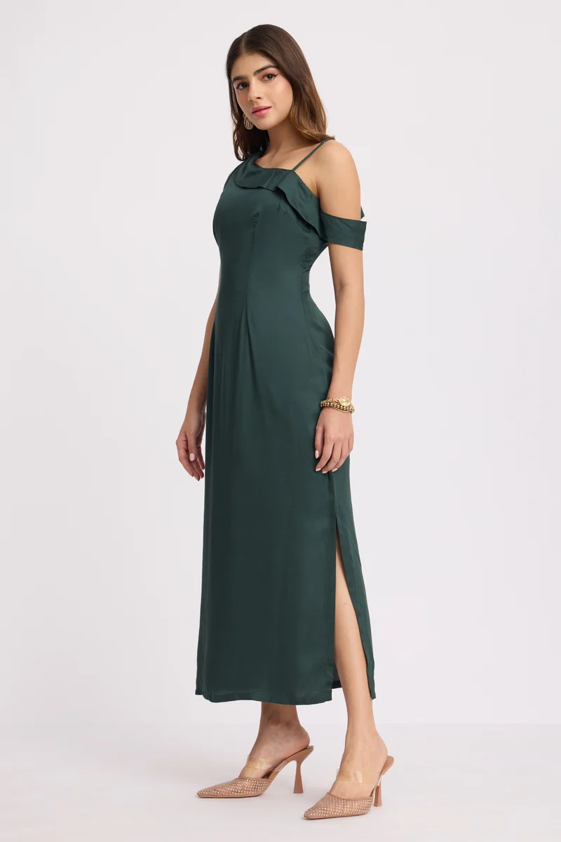 Hina|100% Viscose One Shoulder Cowl Bodycon Dress