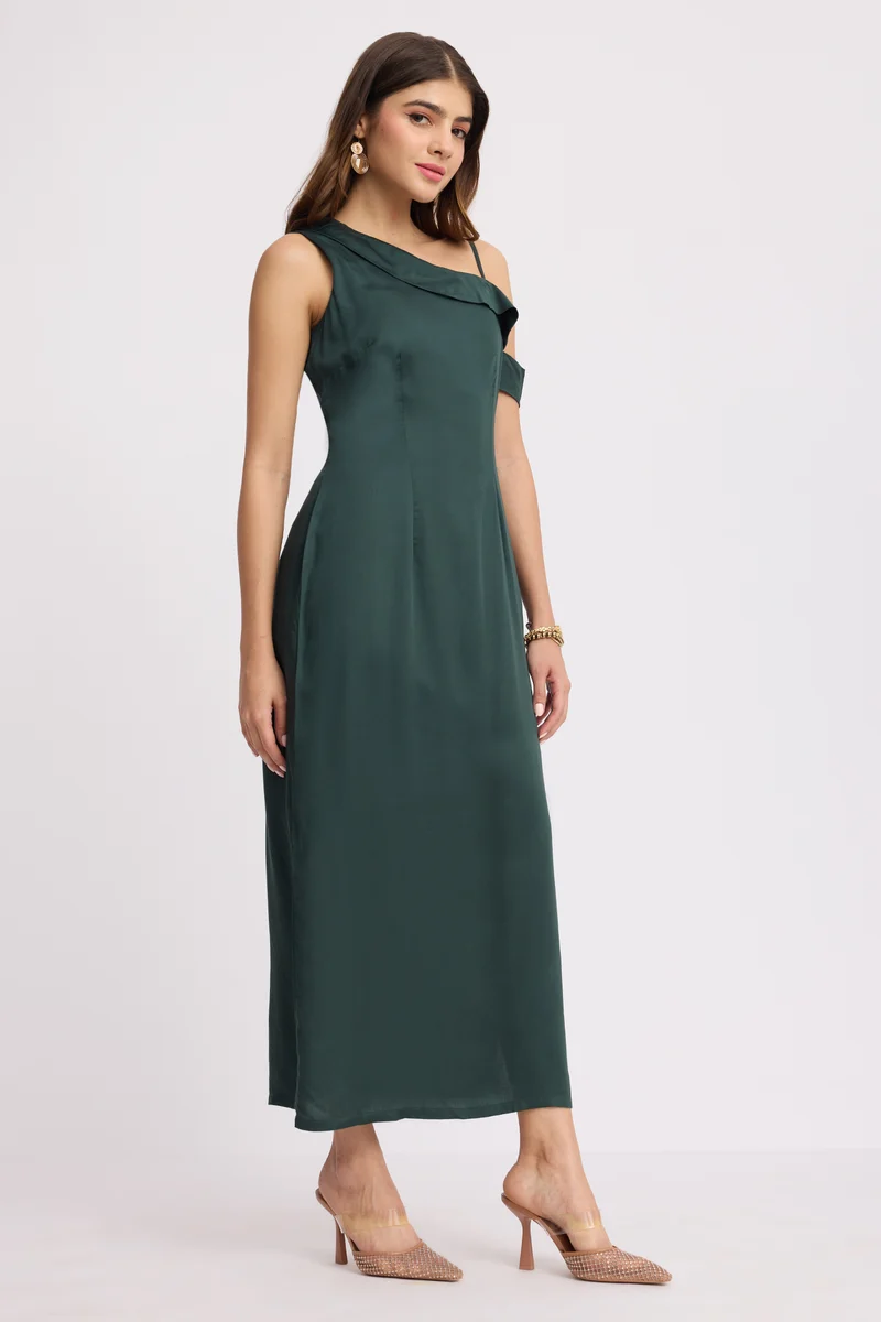 Hina|100% Viscose One Shoulder Cowl Bodycon Dress