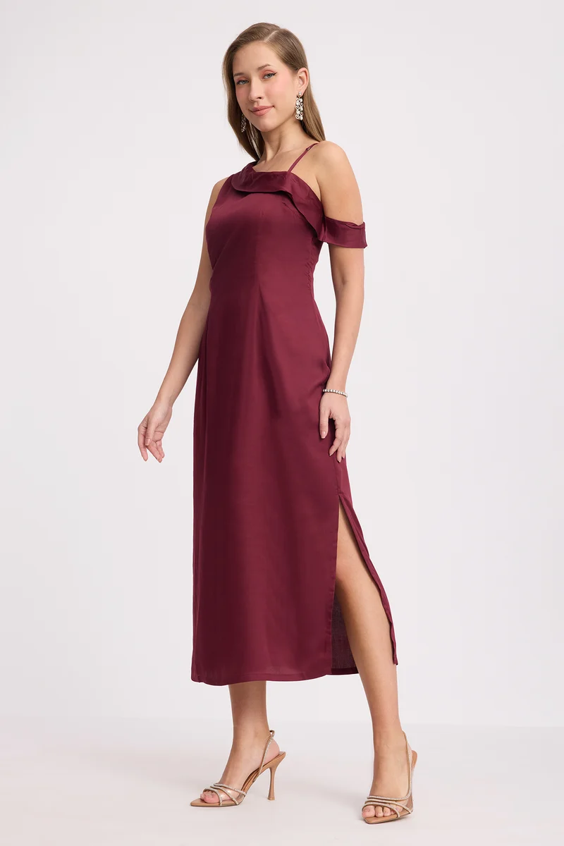 Emdla|100% Viscose One Shoulder Cowl Bodycon Dress