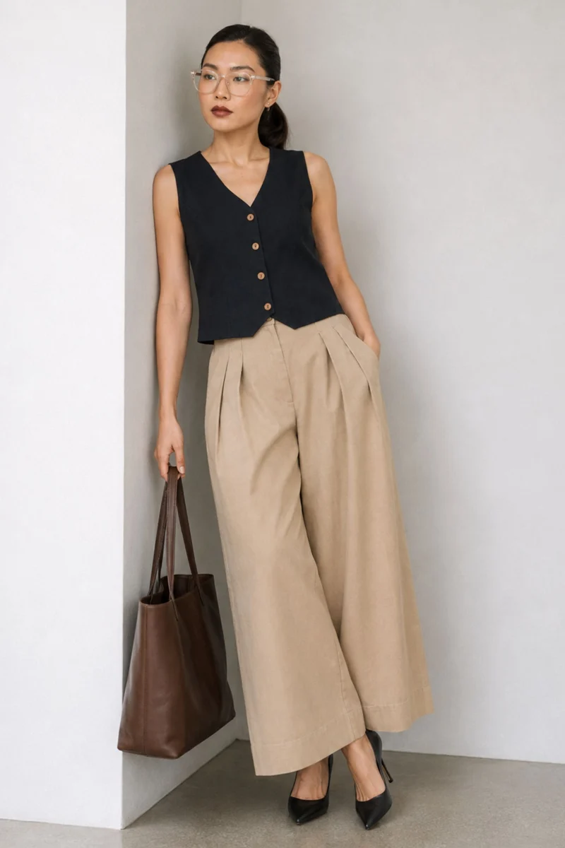 Tora|100% Cotton V-Neck Waistcoat