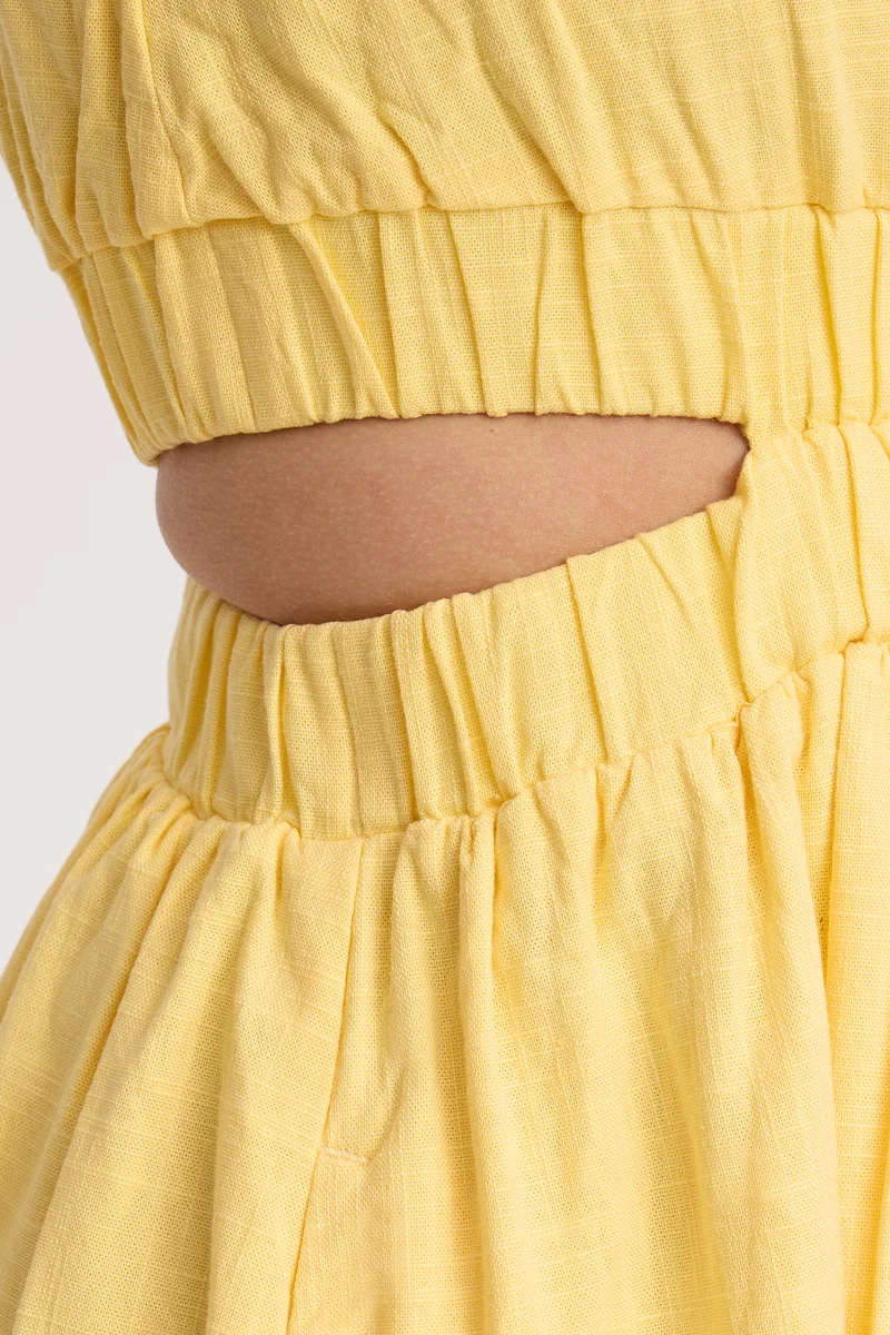 Aoi|100% Cotton Waist Cut Out Midi Dress