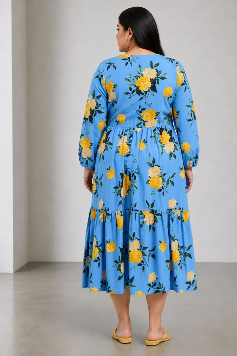 Caola|100% Viscose Printed Wrap Maxi Dress
