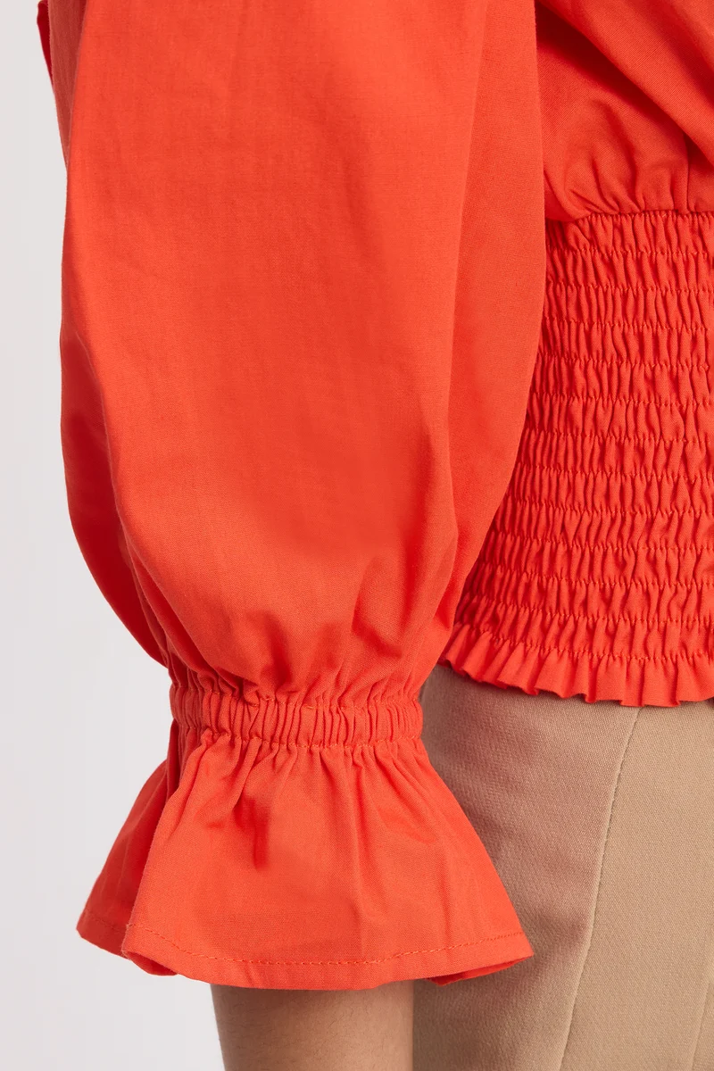 Issis|100% Cotton Ruffled Neck Crop Top