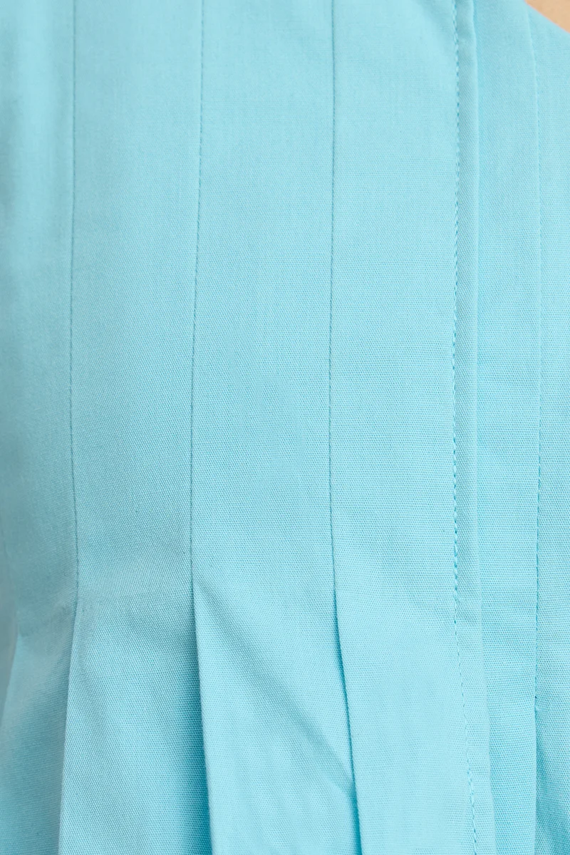 Tobten|100% Cotton Layered Pleated Mini Dress