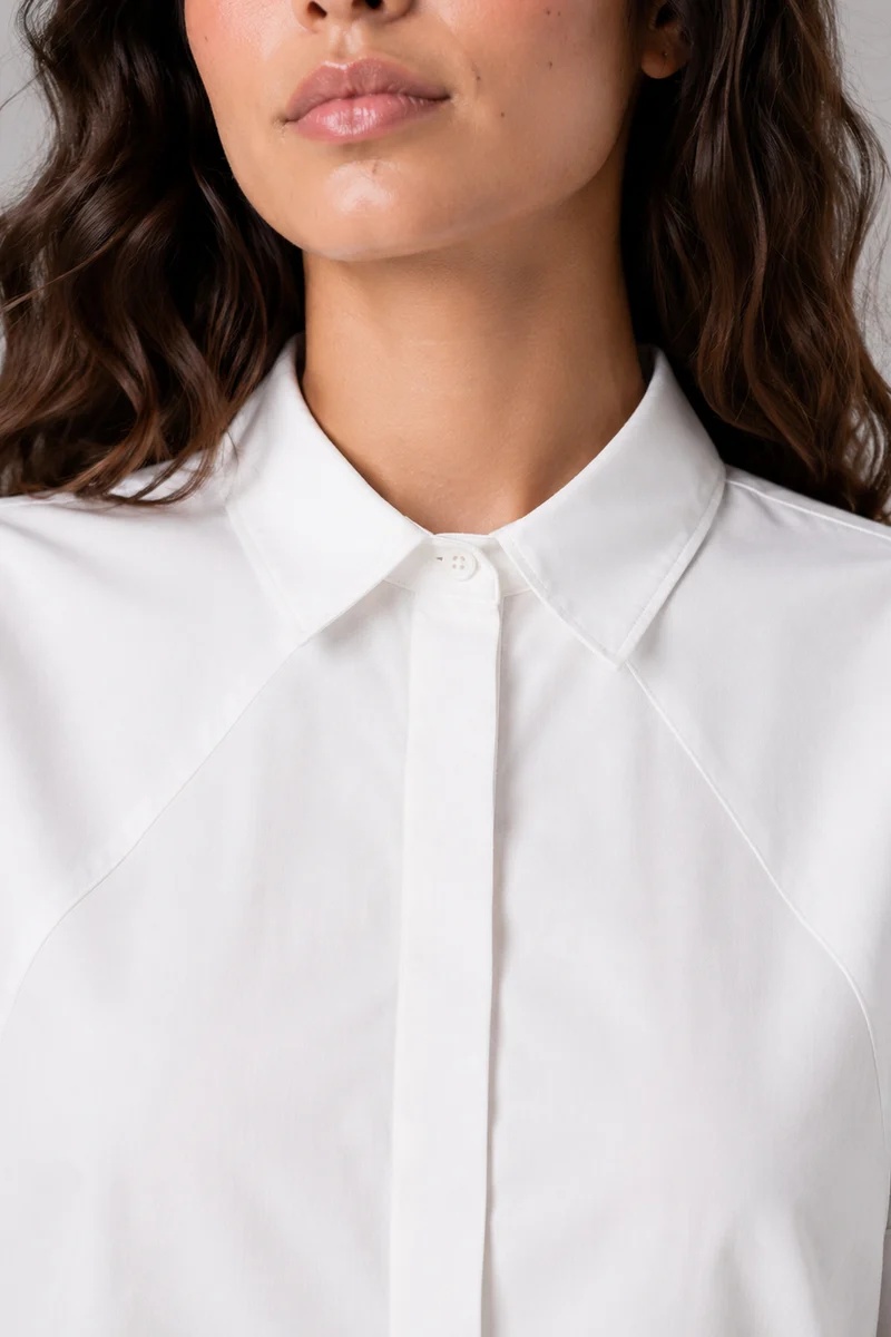 Torma|100% Cotton Angled Yoke White Shirt