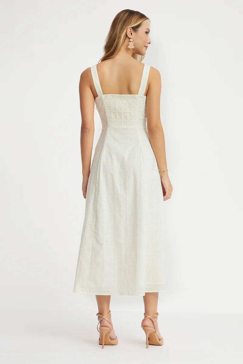 Tobden|100% Viscose Strap Embroidered Dress