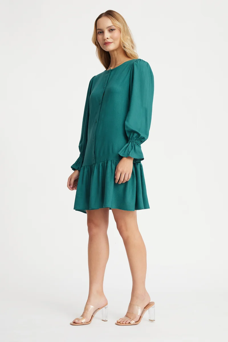 Ista|100% Viscose Relaxed Tiered Mini Dress