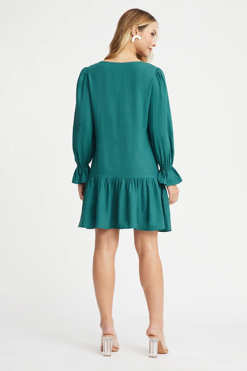 Ista|100% Viscose Relaxed Tiered Mini Dress
