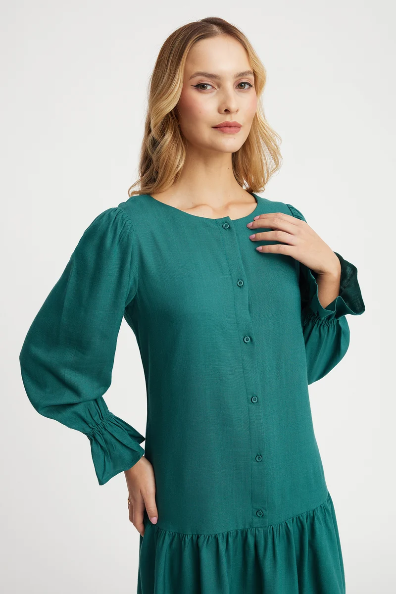 Ista|100% Viscose Relaxed Tiered Mini Dress