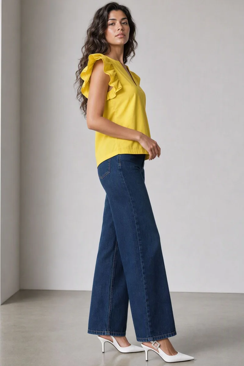 Palmo|100% Cotton Flutter Sleeve Top