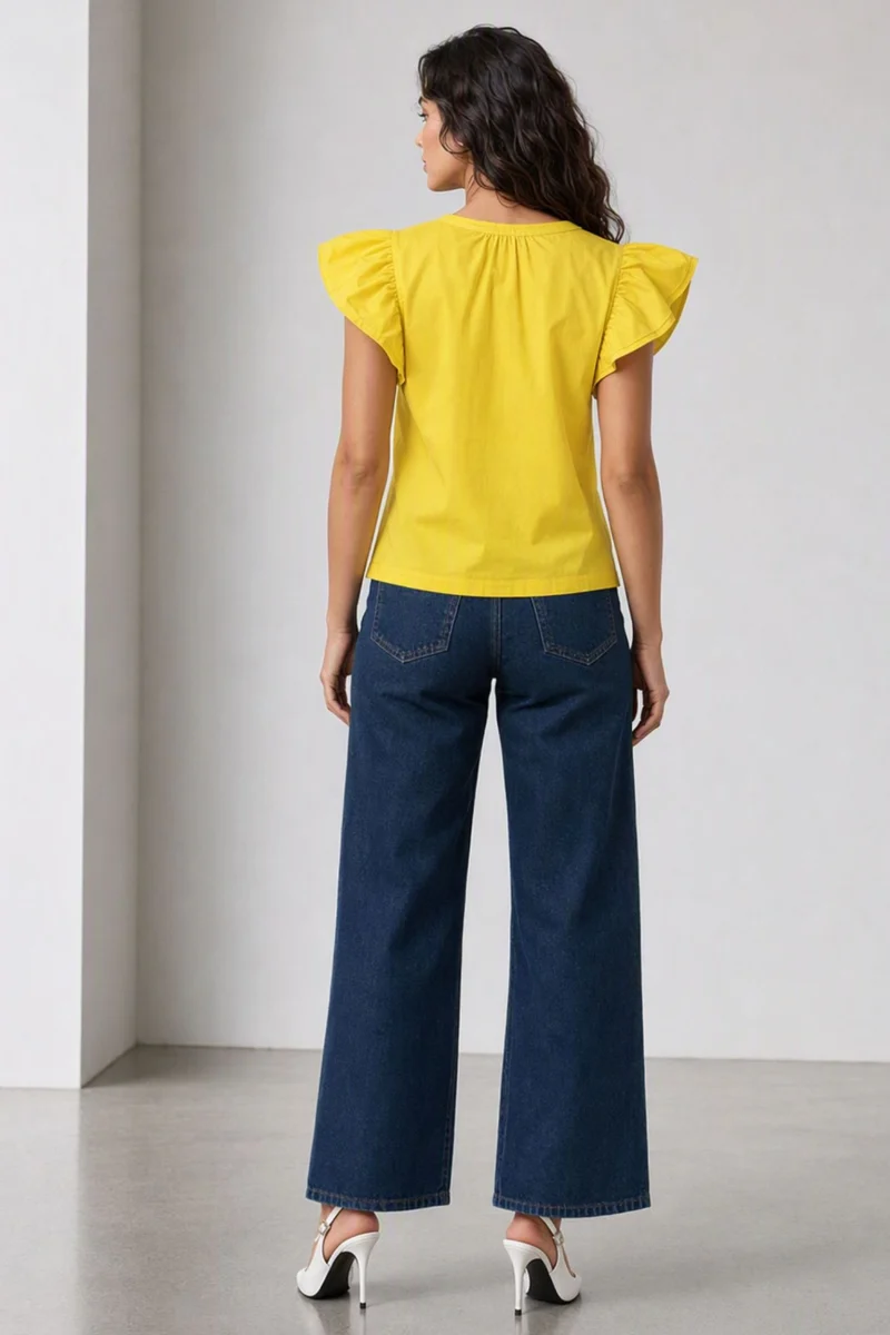 Palmo|100% Cotton Flutter Sleeve Top