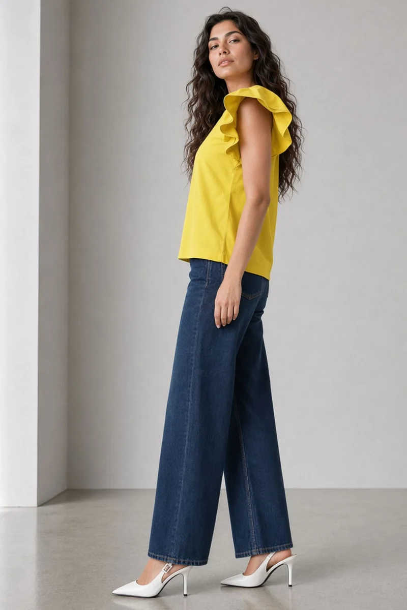 Palmo|100% Cotton Flutter Sleeve Top