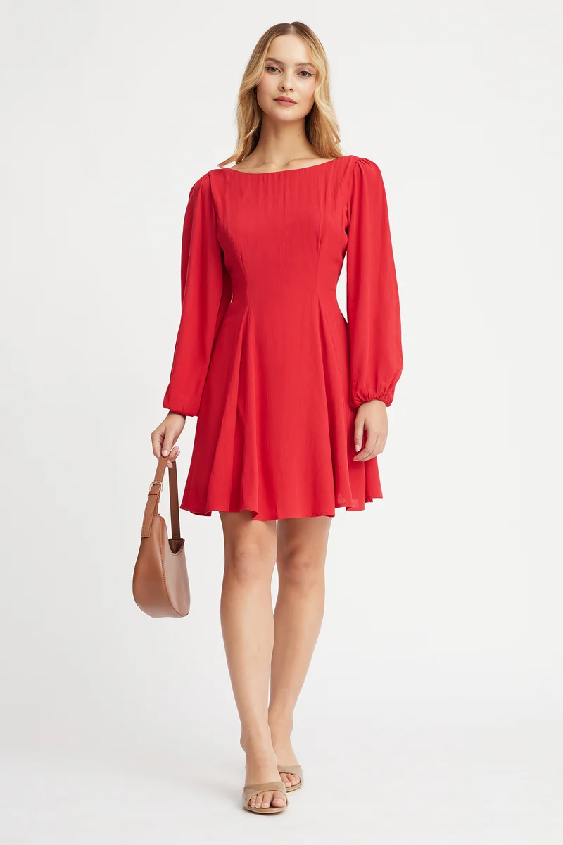 Issla|100% Viscose Godet Mini Dress