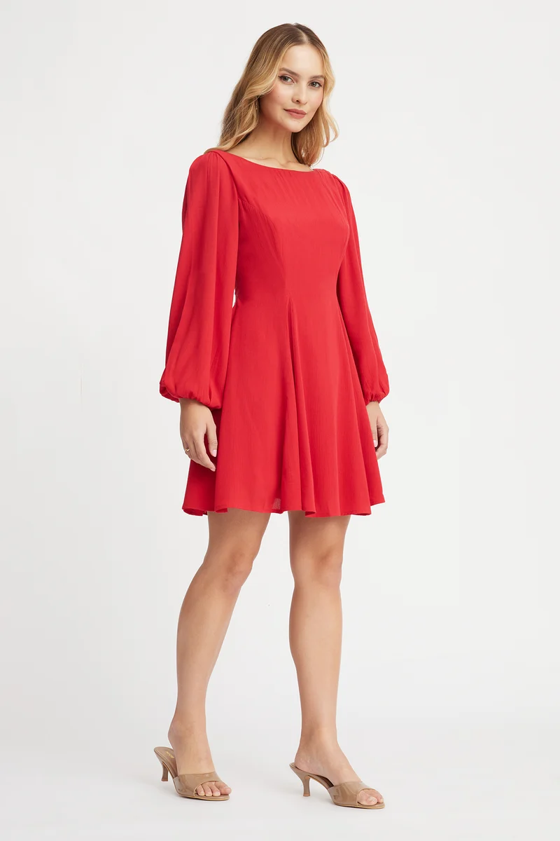 Issla|100% Viscose Godet Mini Dress