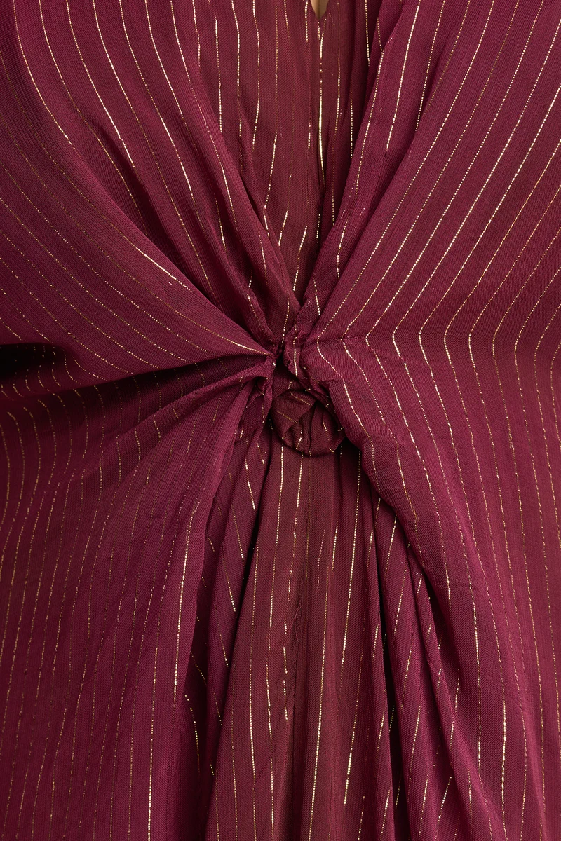 Zangpo|Viscose Lurex Front Gathered Kaftan
