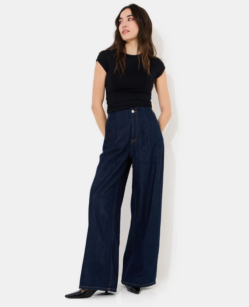 Jean extra wide taille haute avec pinces