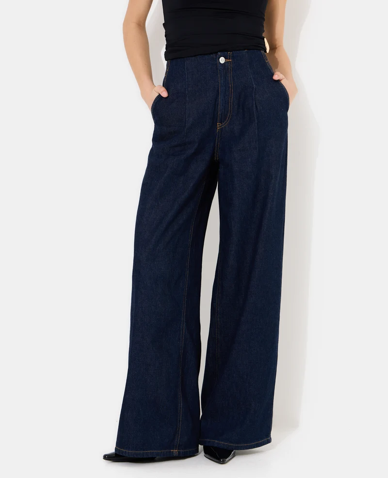 Jean extra wide taille haute avec pinces