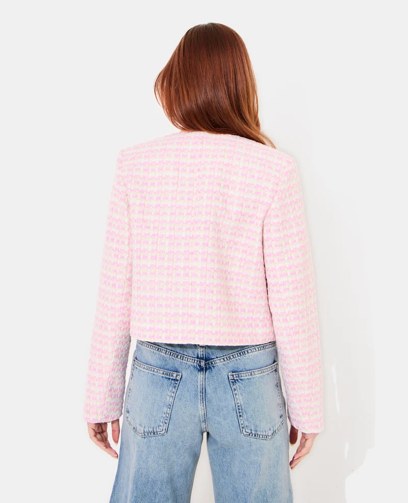 Veste droite en tweed avec boutons fantaisie