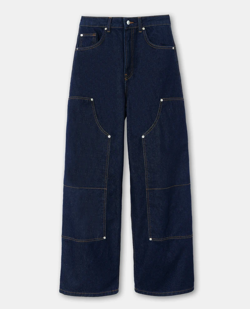 Jean barrel taille medium avec jeux de couture