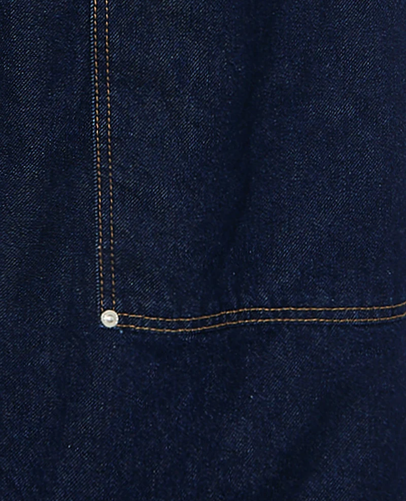 Jean barrel taille medium avec jeux de couture