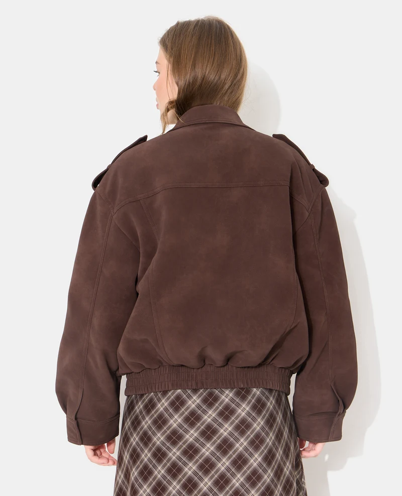 Blouson en suédine col montant