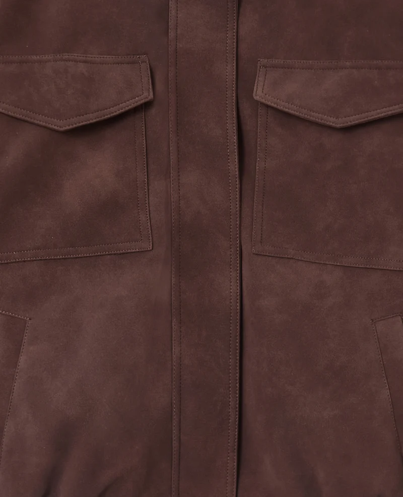 Blouson en suédine col montant