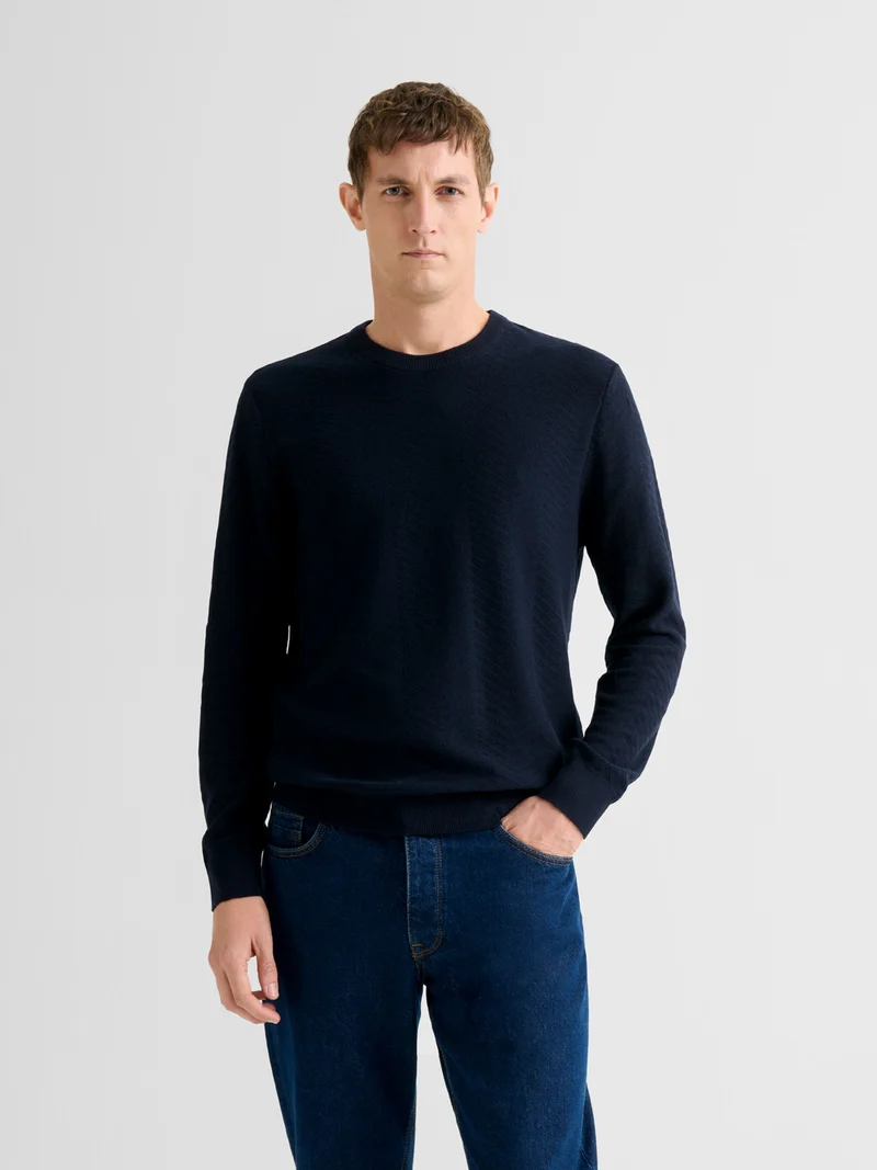 Pull col rond en coton cachemire