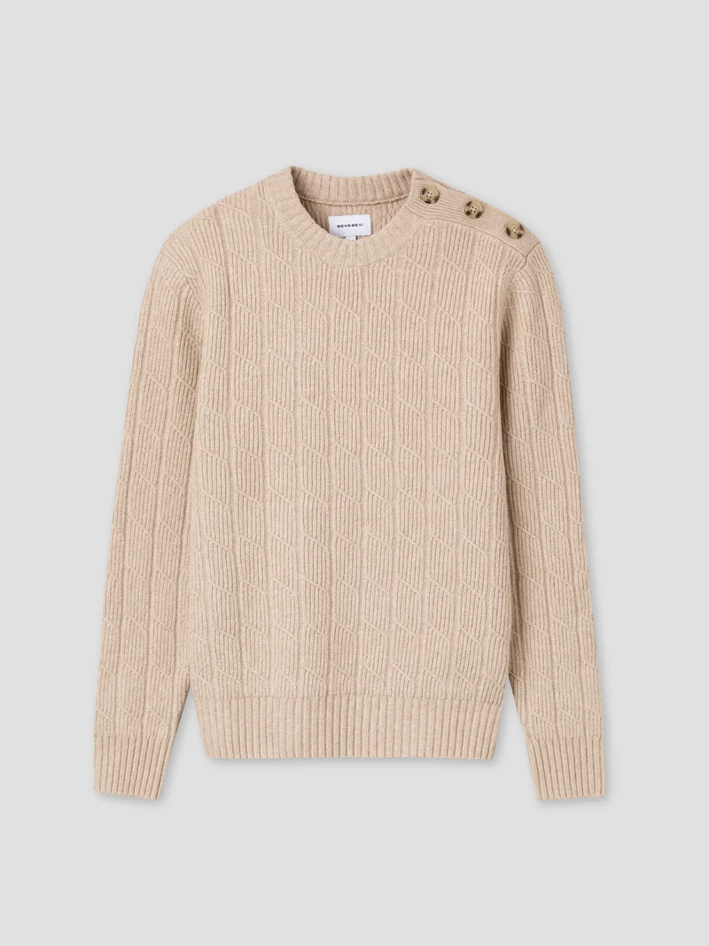 Pull col rond maille torsadée
