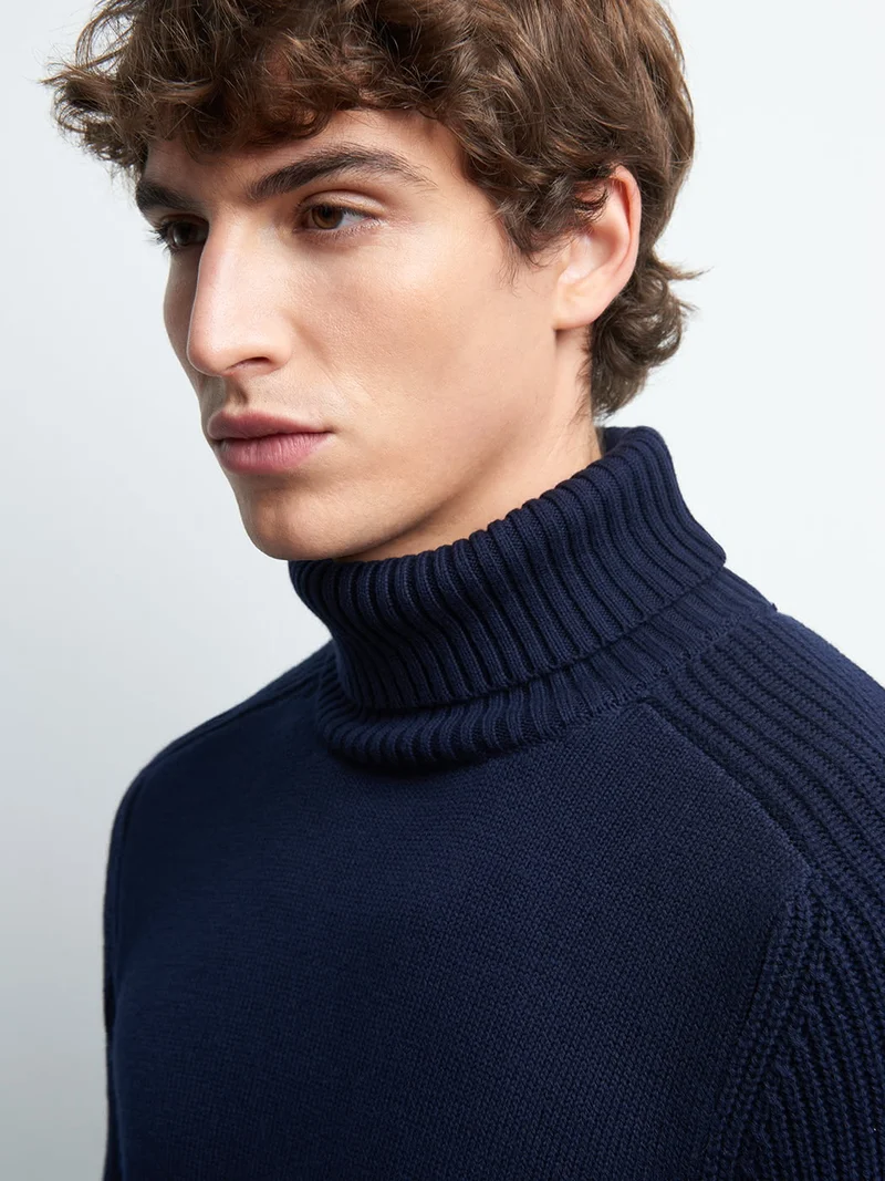 Pull col roulé en coton cachemire
