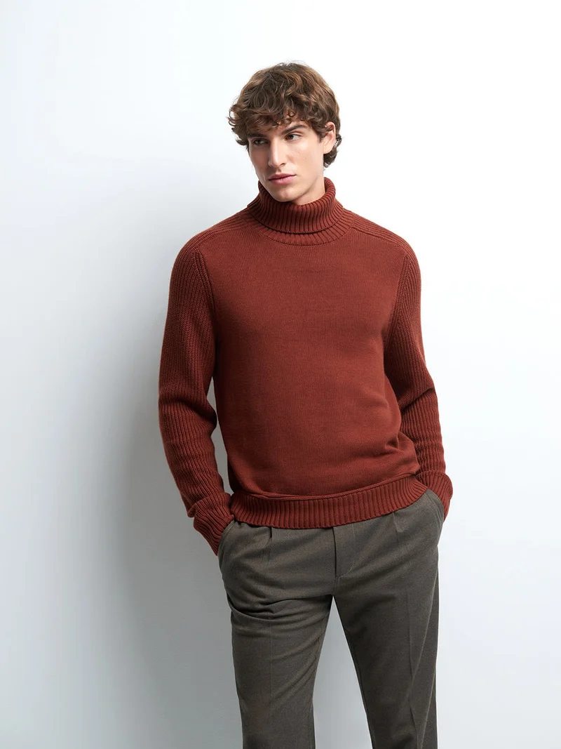 Pull col roulé en coton cachemire
