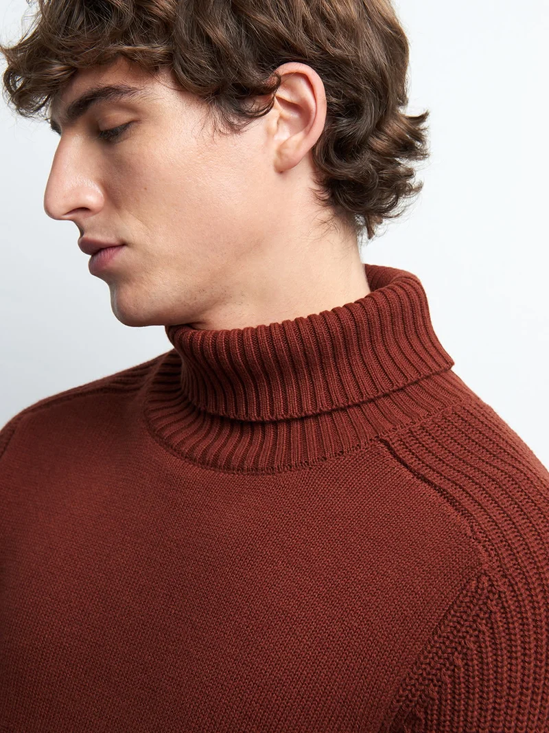 Pull col roulé en coton cachemire