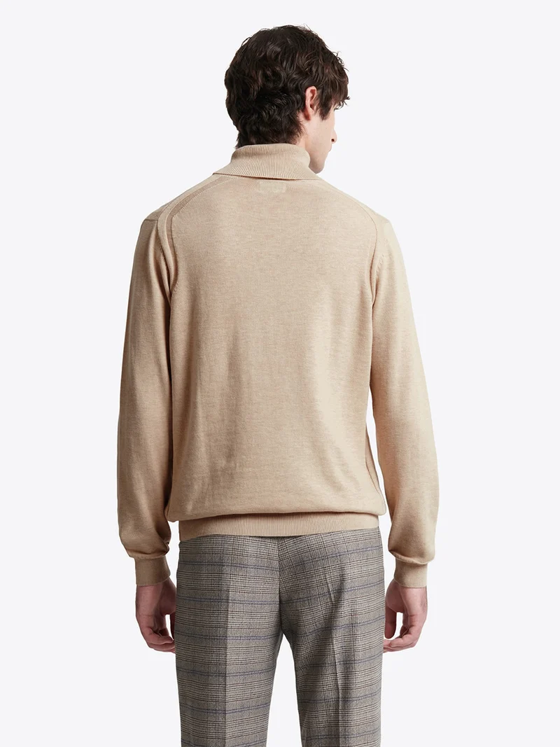 Pull à col roulé en coton mélangé
