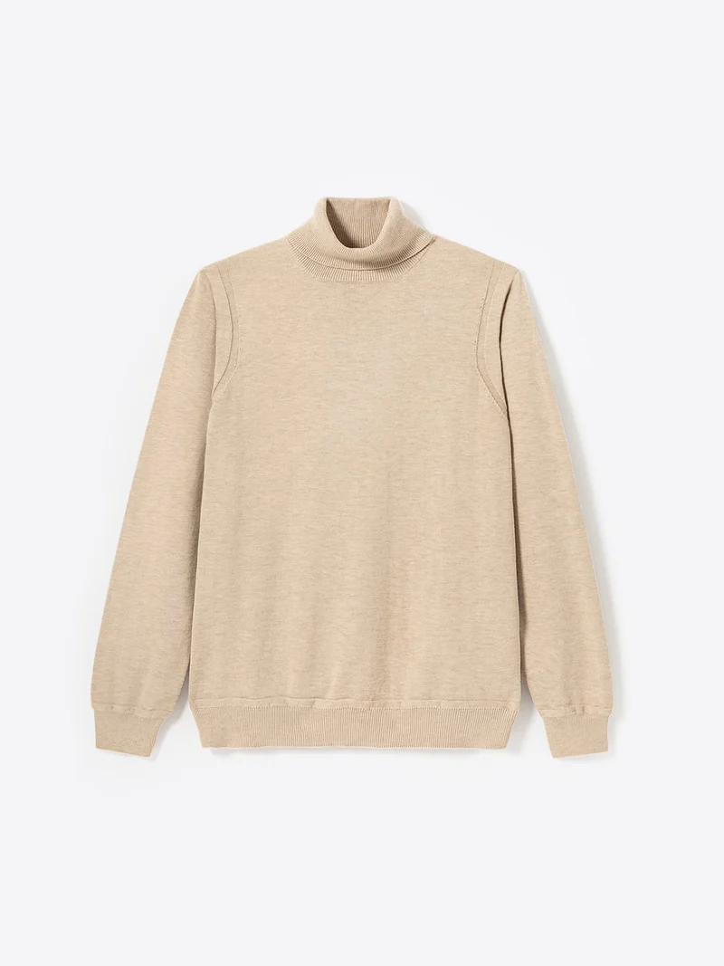 Pull à col roulé en coton mélangé
