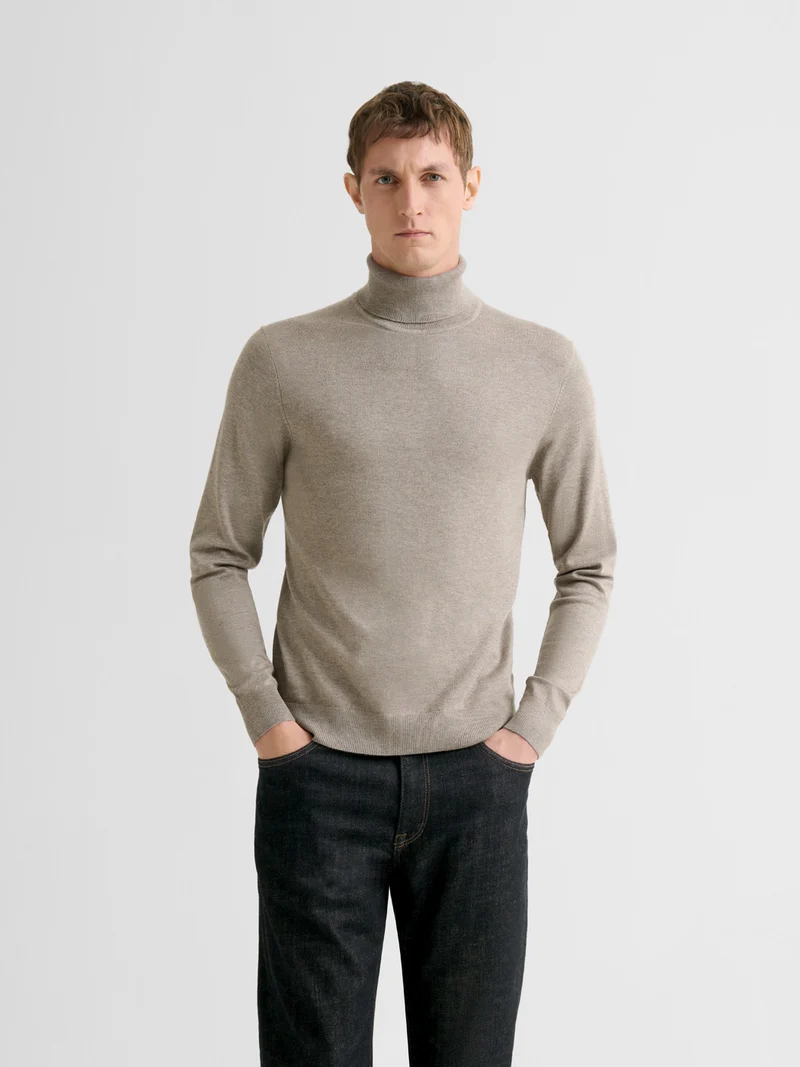 Pull col roulé en jersey