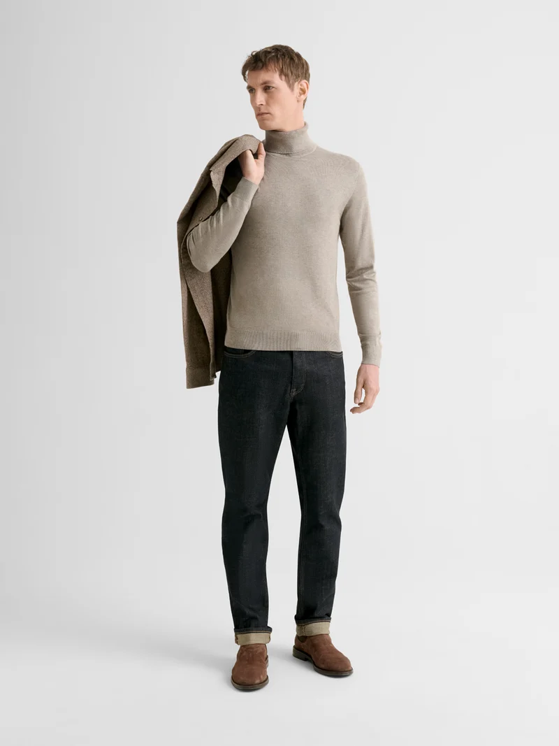 Pull col roulé en jersey