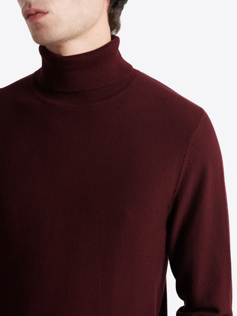 Pull col roulé en jacquard