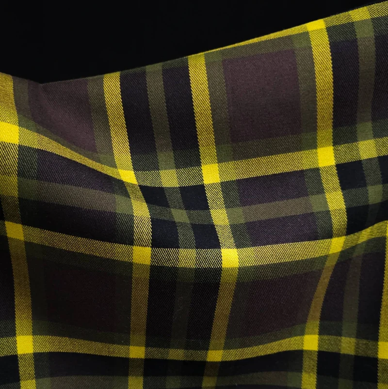 Twill à carreaux | Carreaux jaunes et olive