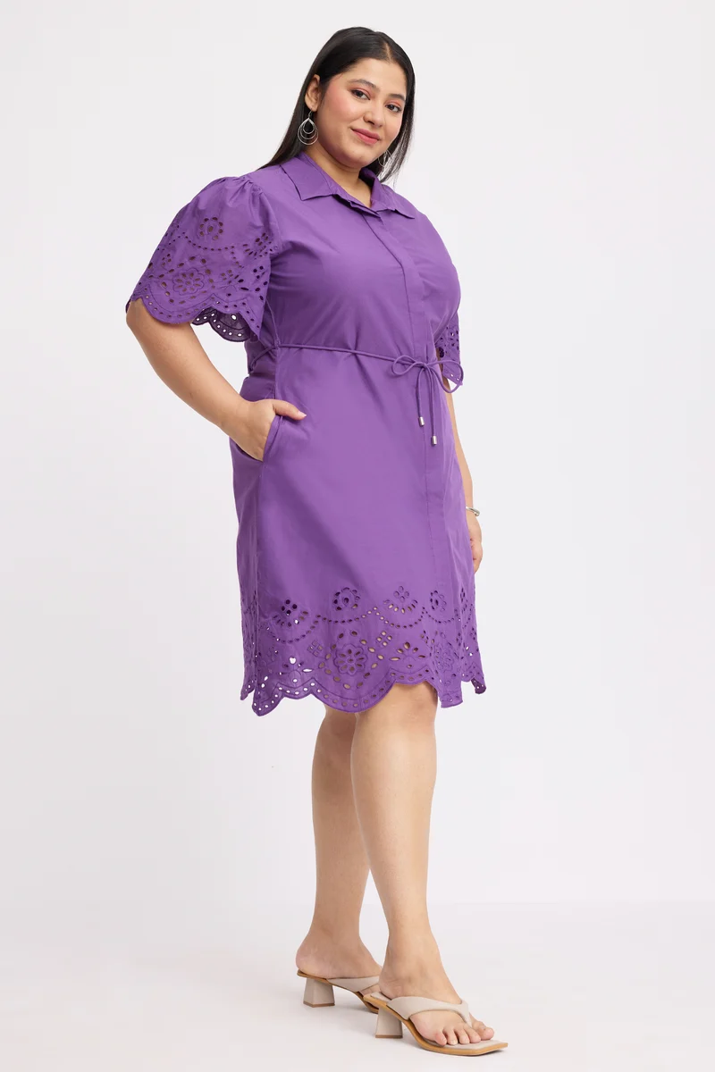 Isiah|Cotton Schiffli Shirt Dress