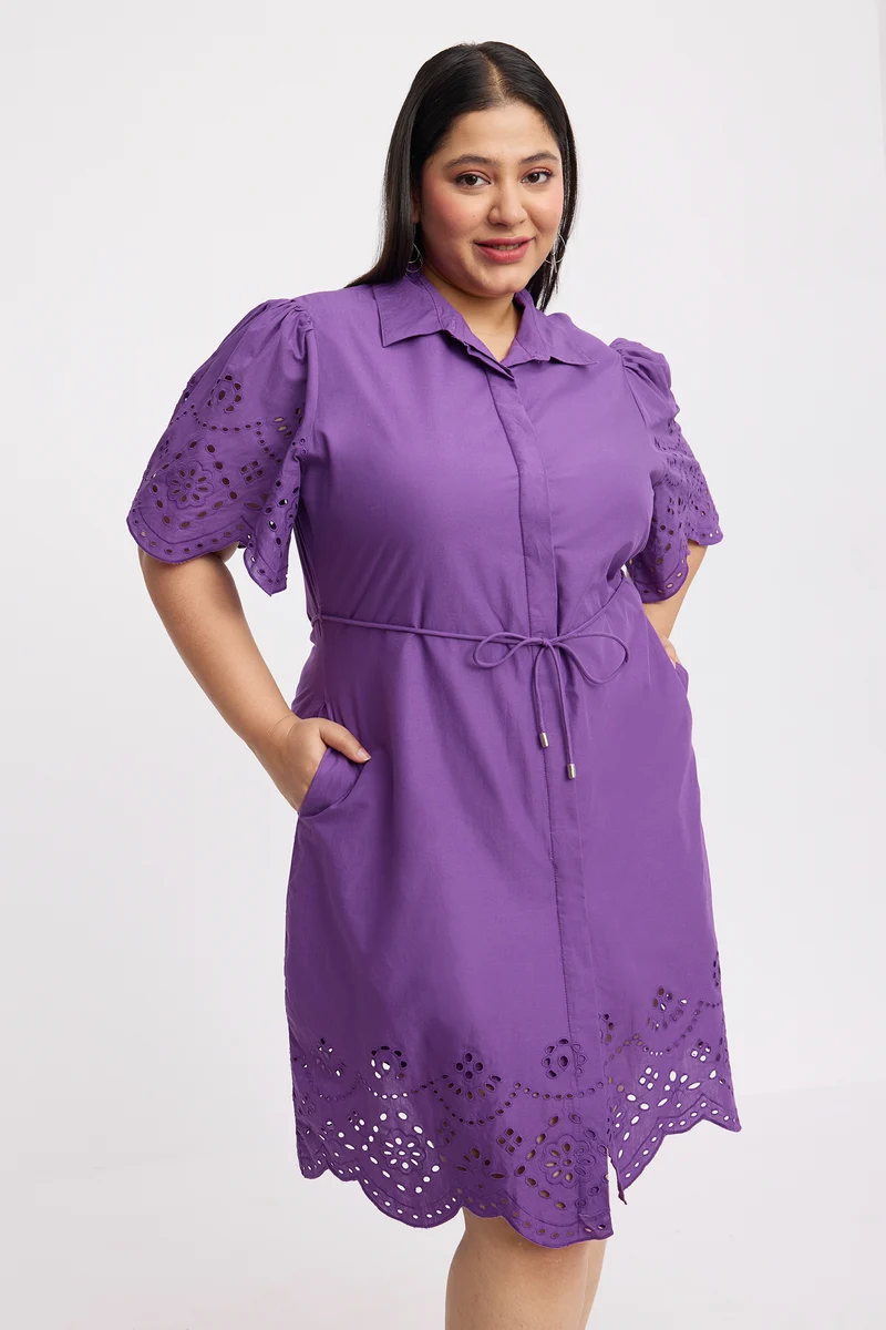 Isiah|Cotton Schiffli Shirt Dress