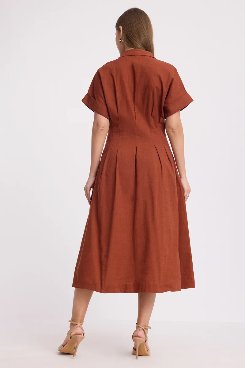 Shanice|100% Cotton Double Belted Midi Dress