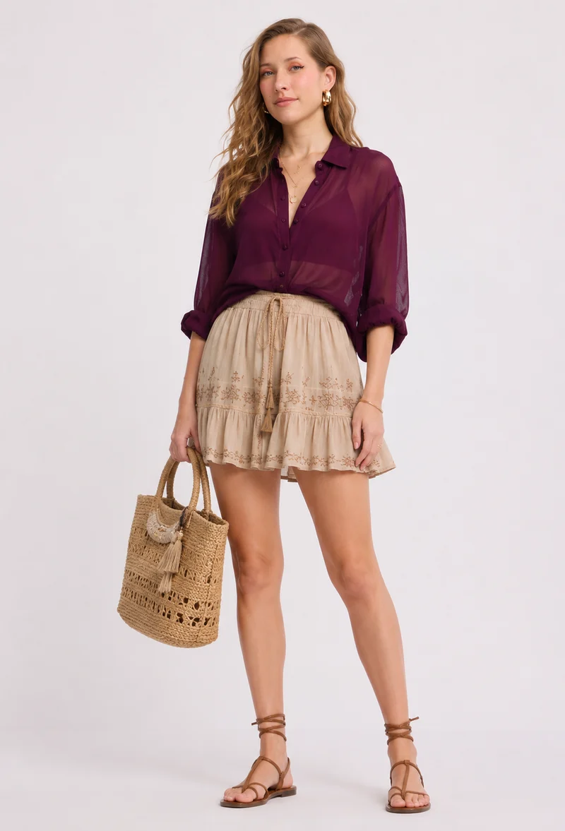 Utup|100% Viscose Relaxed Sheer Shirt