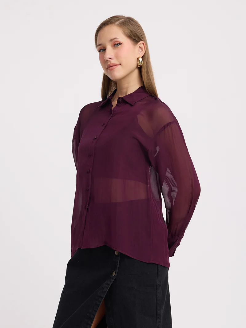 Utup|100% Viscose Relaxed Sheer Shirt