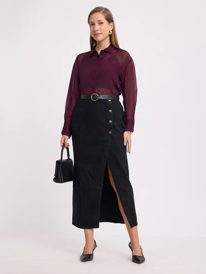 Utup|100% Viscose Relaxed Sheer Shirt
