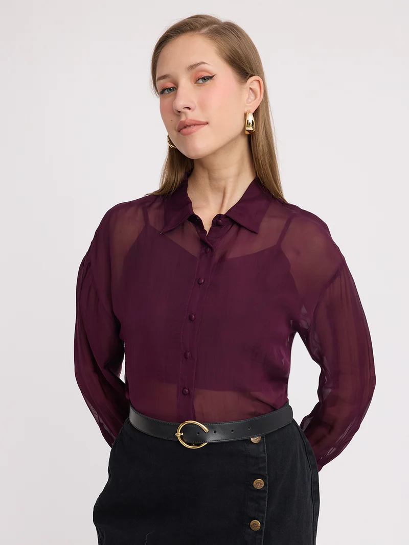 Utup|100% Viscose Relaxed Sheer Shirt