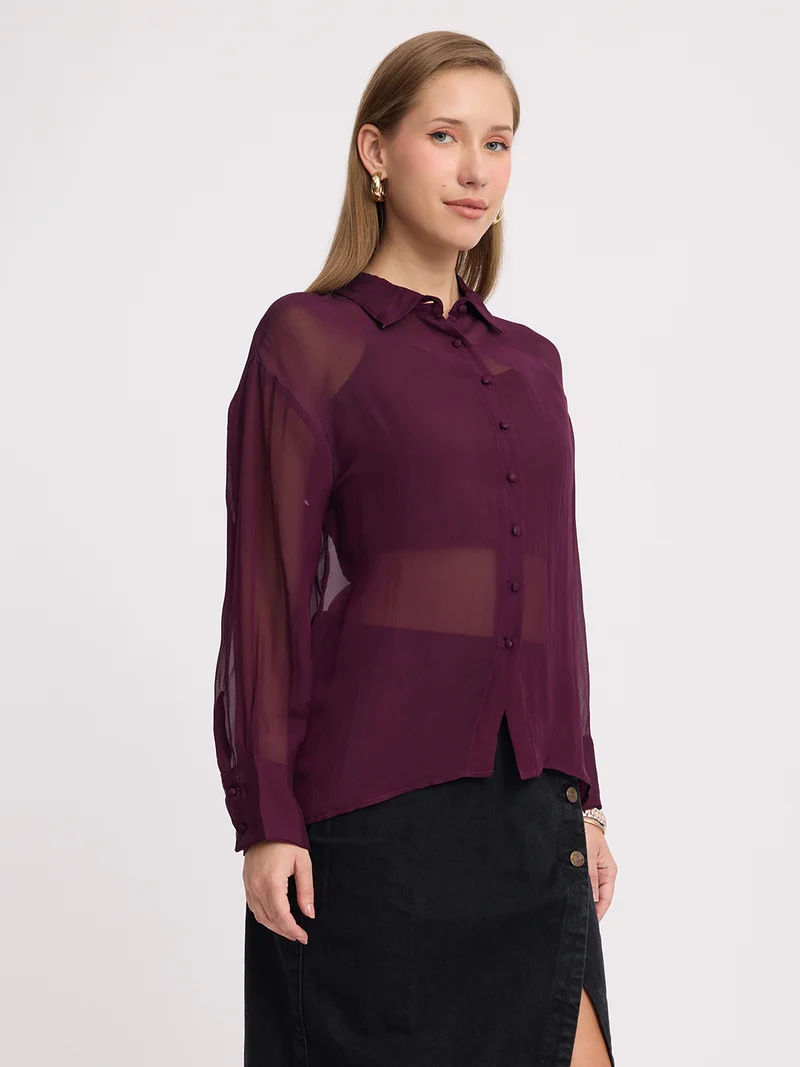 Utup|100% Viscose Relaxed Sheer Shirt
