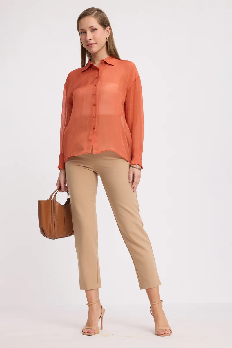 Tasho|100% Viscose Relaxed Sheer Shirt