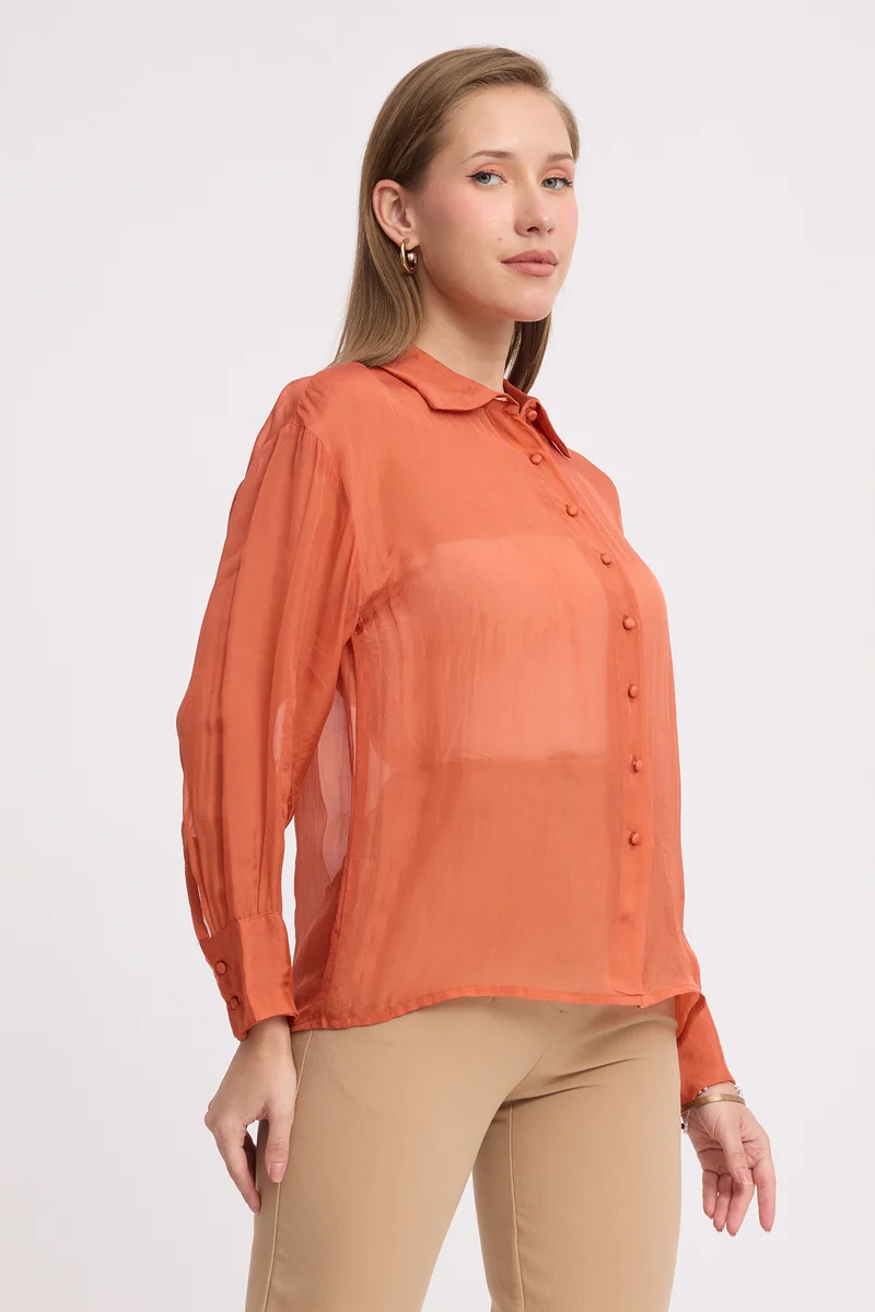 Tasho|100% Viscose Relaxed Sheer Shirt