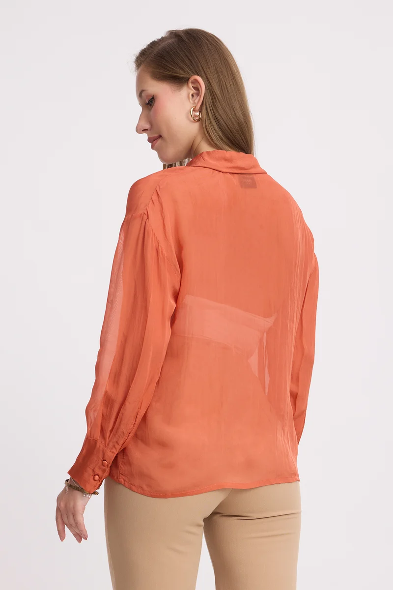 Tasho|100% Viscose Relaxed Sheer Shirt