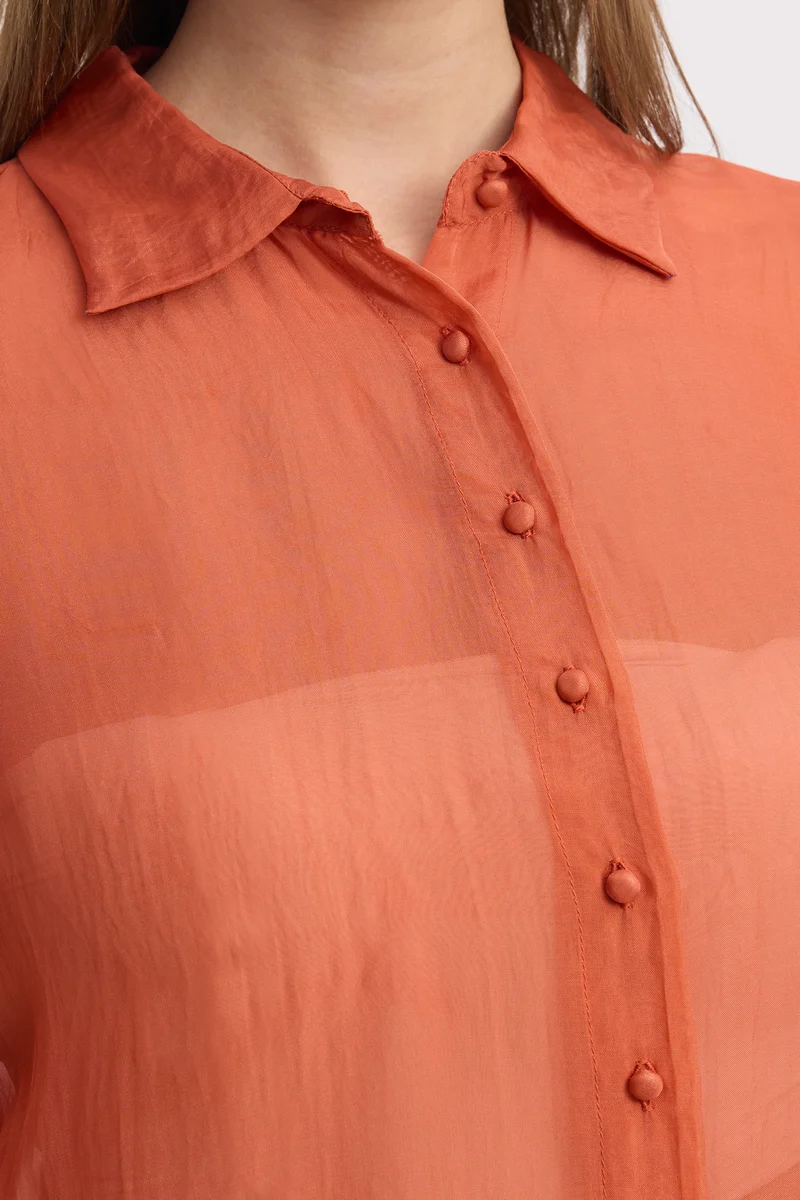 Tasho|100% Viscose Relaxed Sheer Shirt